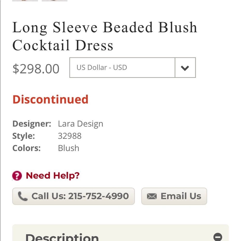 ISO: long sleeve beaded blush cocktail dress Lara - Picture 4 of 4